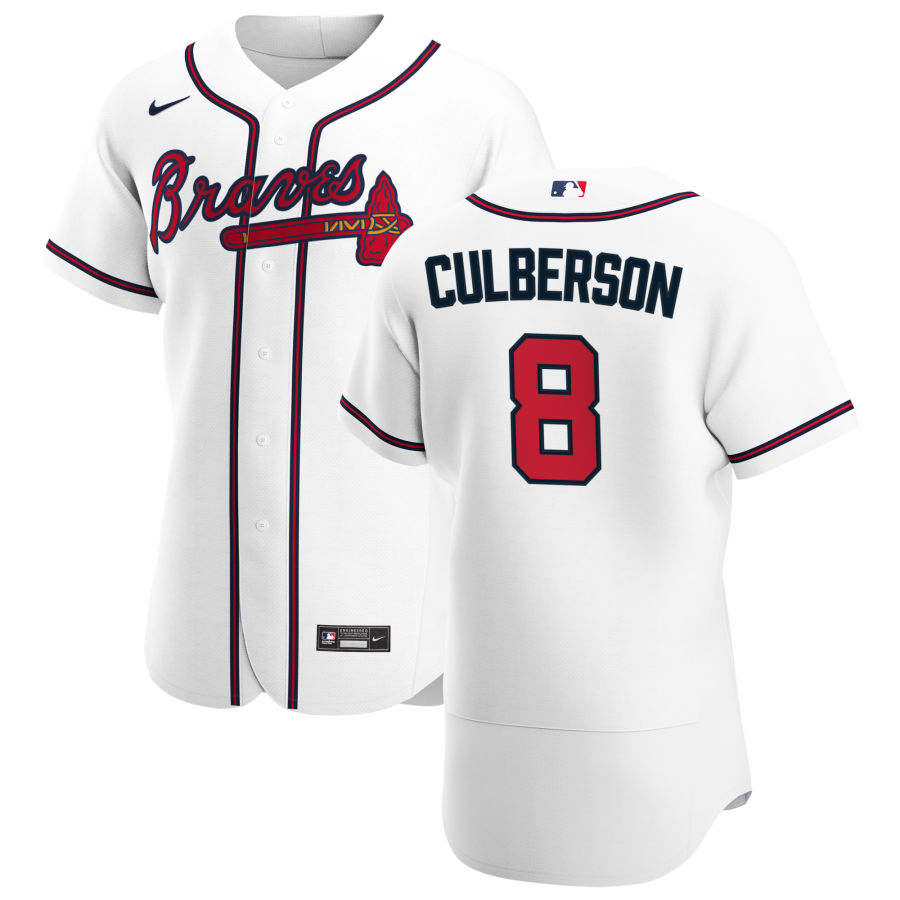 Atlanta Braves 8 Charlie Culberson Men Nike White Home 2020 Authentic Player MLB Jersey